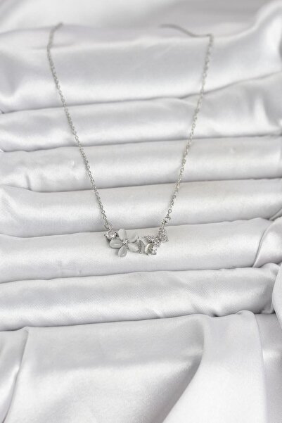 Clariss 316L Steel Chain Silver Color Flower and Butterfly Model Women's Neck...