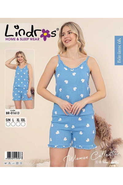 lindros BR-01613 Γυναικείο Σετ με Σορτς με Κορδόνια και Λουράκια