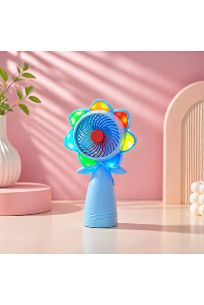 hediyeconcepti Çiçek Tasarımlı LED Işıklı Mini El Fanı Taşınabilir USB Şarjlı...