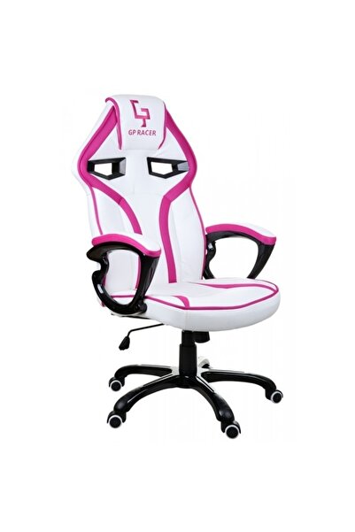 Mobplayers Γκραν-Ρέιζερ Λευκό-Ροζ Καρέκλα Gaming, Δερμάτινη