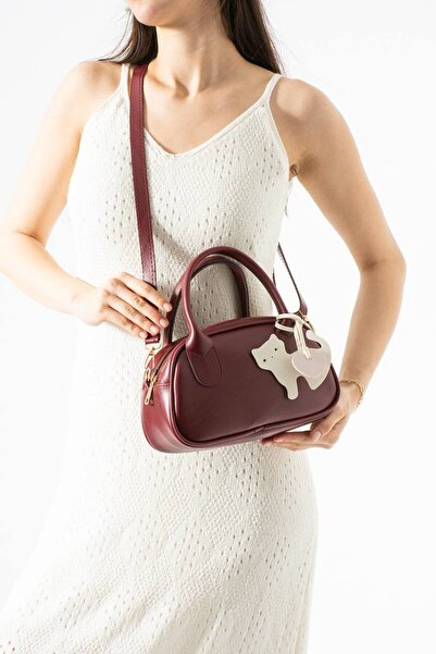 H&D COLLECTİON Γυναικεία τσάντα ώμου με φιγούρα γάτας και διακοσμητικό στοιχείο