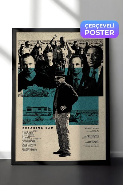 Postifull Breaking Bad Siyah Çerçeveli Poster, Sinema ve Dizi Tablo, Film Diz...