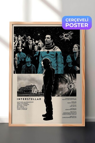 Postifull Interstellar Ahşap Çerçeveli Poster, Sinema ve Dizi Tablo, Film Diz...