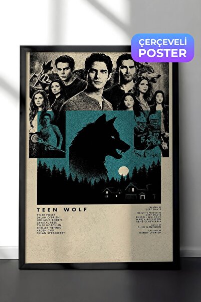 Postifull Teen Wolf Siyah Çerçeveli Poster, Sinema ve Dizi Tablo, Film Dizi A...