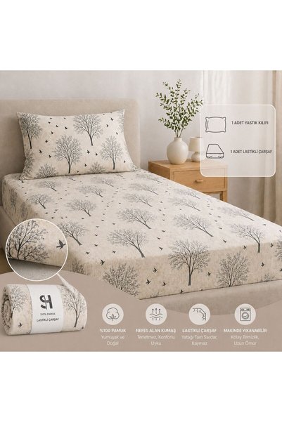Sheri Home Lastikli Çarşaf Seti– Kaymaz Tam Geçmeli Fitted Sheet –Premium Pamuk 120x200/ 180x200 / 200x200