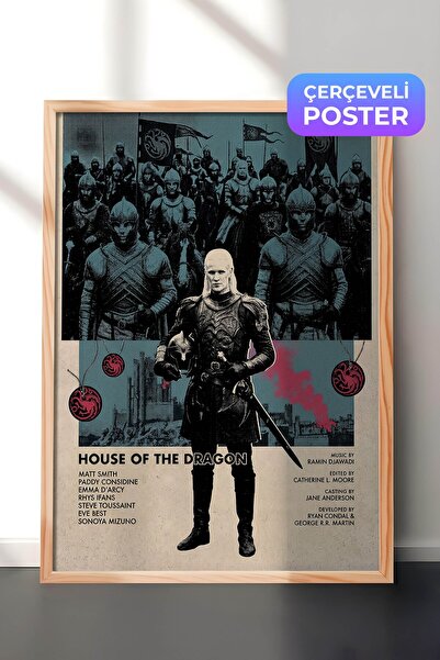 Postifull House of the Dragon Ahşap Çerçeveli Poster, Sinema ve Dizi Tablo, F...