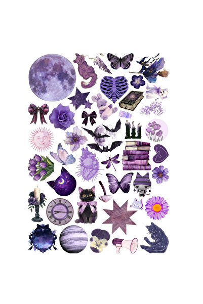 Ororabutik Σετ αυτοκόλλητων 43 τεμαχίων σε μωβ γοτθικό vintage στυλ - Σετ αυτ...