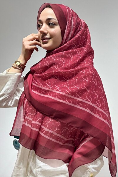 Firuze scarf Turquoise Pattern Burgundy Color Soft Shawl