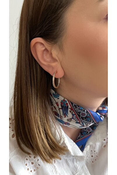 XUPING JEWELRY Rose renkli üzeri Zirkon taşlı ince halka küpe
