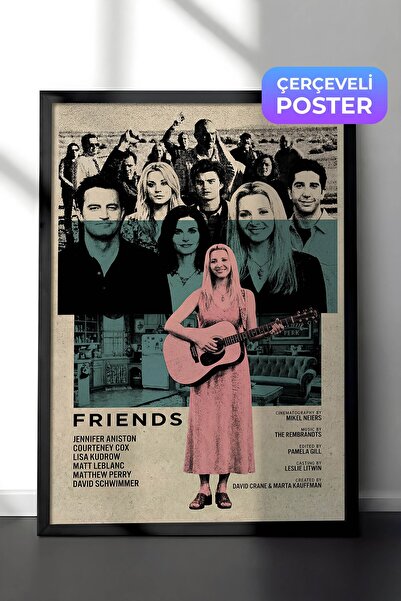 Postifull Friends Siyah Çerçeveli Poster, Sinema ve Dizi Tablo, Film Dizi Afi...
