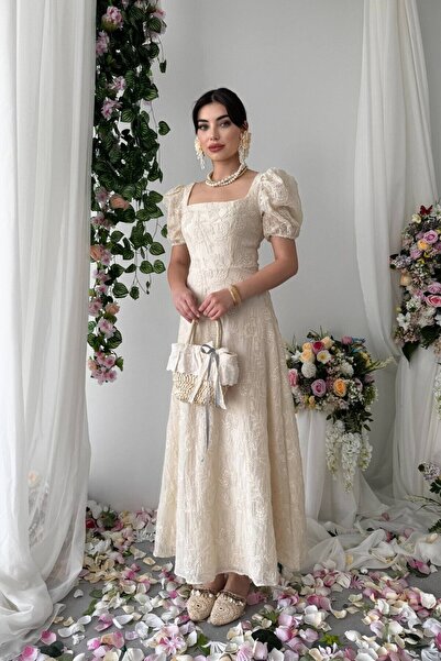 Julidress Φόρεμα με ανοιχτή πλάτη, λουλουδάτο σχέδιο, κεντημένο, μάξι μήκους,...