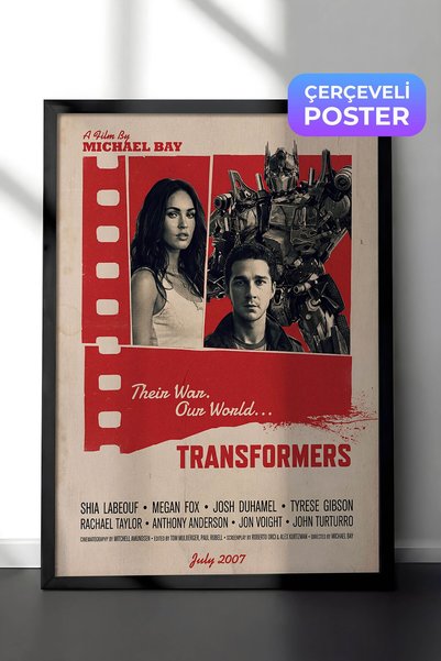 Postifull Transformers Siyah Çerçeveli Poster, Sinema ve Dizi Tablo, Film Diz...