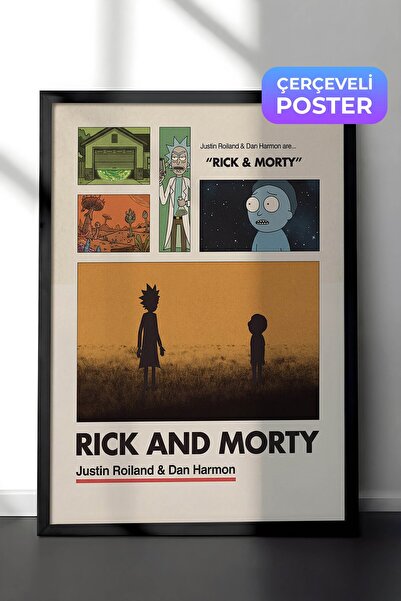 Postifull Rick and Morty Siyah Çerçeveli Poster, Sinema ve Dizi Tablo, Film D...