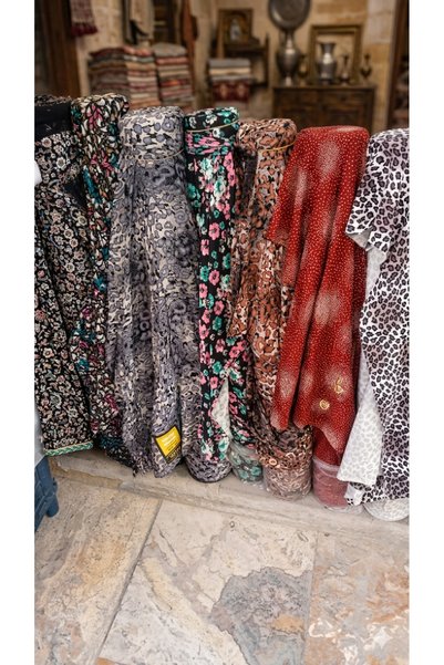 Blue Home Cotton Viscose Elastic 38X50 Size Draped Regional Anatolian Shalwar with Pockets