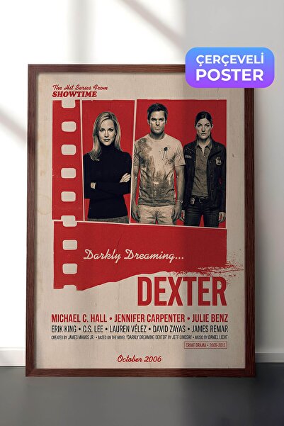 Postifull Dexter Kahverengi Çerçeveli Poster, Sinema ve Dizi Tablo, Film Dizi...