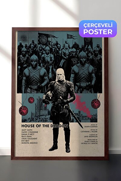 Postifull House of the Dragon Kahverengi Çerçeveli Poster, Sinema ve Dizi Tab...