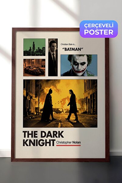 Postifull The Dark Knight Kahverengi Çerçeveli Poster, Sinema ve Dizi Tablo, ...