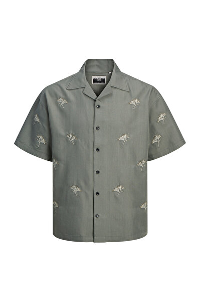 Jack & Jones Yeşil Erkek Gömlek Geniş Fit Gömlek JCOEMBROIDERY OVERSIZED RESO...