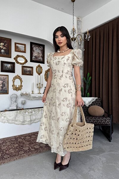 Julidress Φόρεμα με ανοιχτή πλάτη, λουλουδάτο σχέδιο, κεντημένο, μάξι μήκους,...