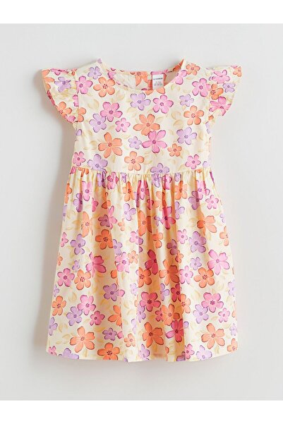 LC Waikiki Φόρεμα για κορίτσια με φλοράλ λαιμόκοψη LCW Kids Crew