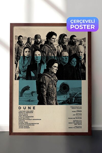 Postifull Dune Kahverengi Çerçeveli Poster, Sinema ve Dizi Tablo, Film Dizi A...