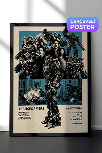 Postifull Transformers Siyah Çerçeveli Poster, Sinema ve Dizi Tablo, Film Diz...