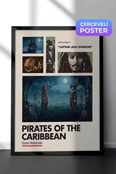 Postifull Pirates of the Caribbean Siyah Çerçeveli Poster, Sinema ve Dizi Tab...