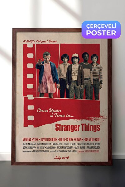 Postifull Stranger Things Kahverengi Çerçeveli Poster, Sinema ve Dizi Tablo, ...