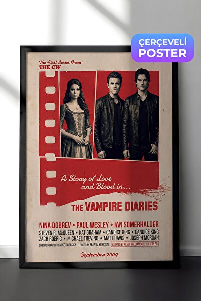 Postifull The Vampire Diaries Siyah Çerçeveli Poster, Sinema ve Dizi Tablo, F...
