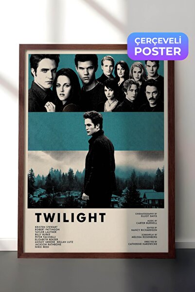 Postifull Twilight Kahverengi Çerçeveli Poster, Sinema ve Dizi Tablo, Film Di...