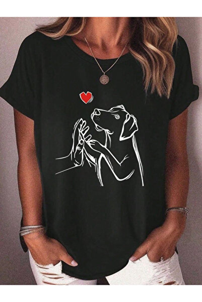 MARKATEM Υπερμεγέθες Unisex T-Shirt με λαιμόκοψη πετσετέ, με στάμπα σκύλου, α...