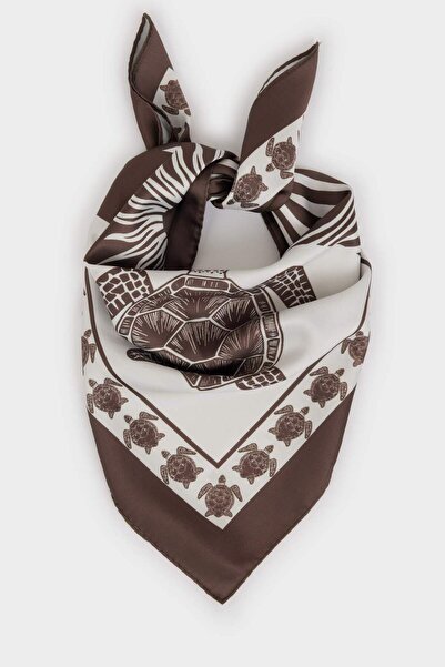 DeFacto Γυναικείο σατέν φουλάρι με σχέδια ζώων H1630AX26SM