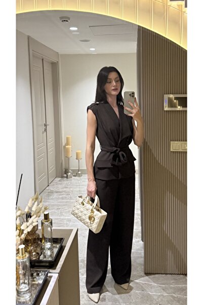 Klex Kuşaklı Kruvaze Yelek Pantolon Takım 5052