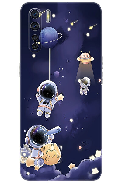 Ceppare Oppo A91 / Reno 3 Uyumlu Kılıf Desen Baskılı Silikon Astronot STK:630...