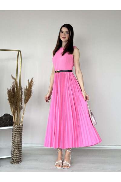 Klex Belt Detailed Pleated Dress 5015