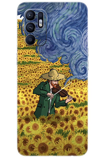 Ceppare Oppo Reno 6 (CPH2235) Uyumlu Kılıf Desen Baskılı Silikon Ayçiçeği Tar...