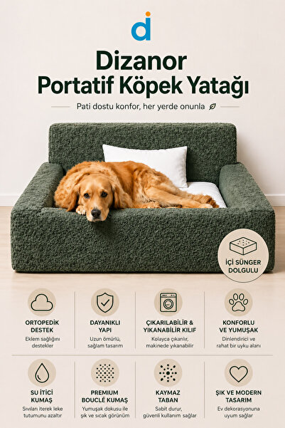Dizanor SoftNest 3in1 Modüler Köpek Yatağı– Ortası Bombeli, Sünger Dolgulu, A...