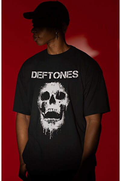 SEVBANO Tricou supradimensionat unisex cu imprimeu frontal Deftones Rock Meta...