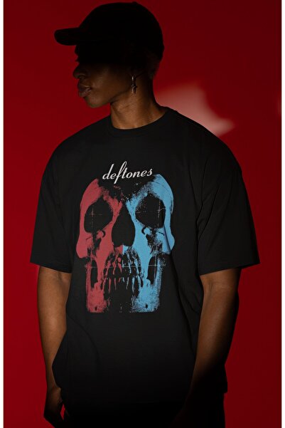 SEVBANO Tricou supradimensionat unisex cu imprimeu frontal Deftones Rock Meta...