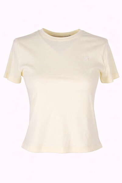 trender Tricou galben pentru femei cu imprimeu panglică 6719