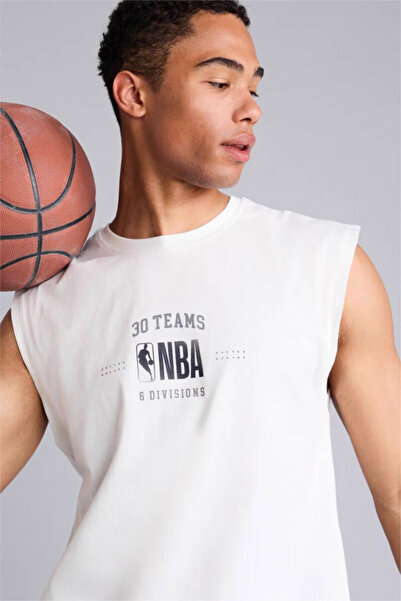 DeFacto Ανδρικό αμάνικο μπλουζάκι Oversize NBA με στάμπα εκρού G0909AX/ER105