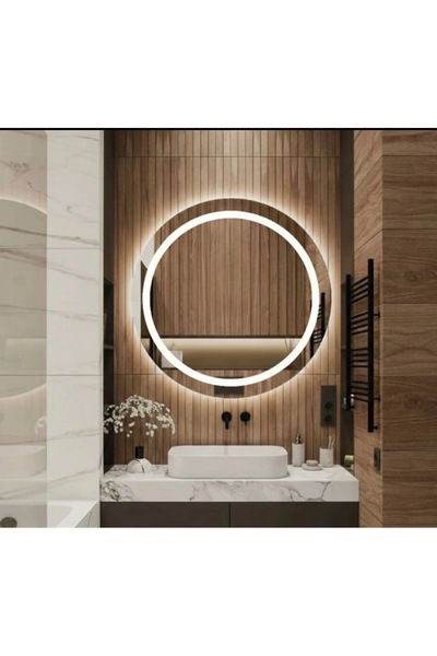 Rose Tasarım 50 cm Çap Led'li Kumlamali Lavabo & Banyo Aynasi