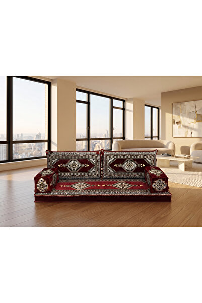 FEYZA DECOR HOME Saraylı Desenli Modern Şark Köşesi Takımı - 10 cm Kalın Süng...