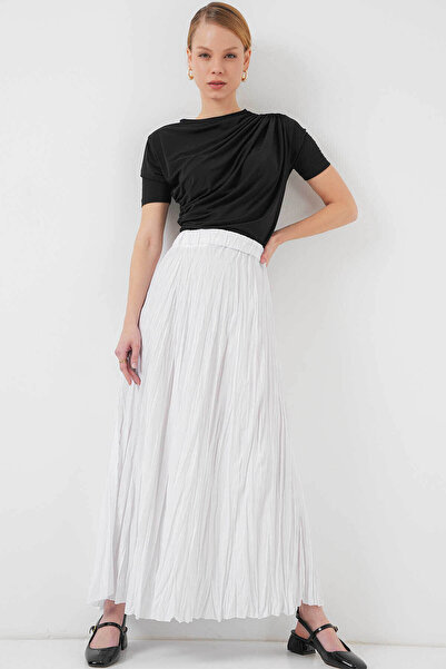 Bigdart Γυναικεία ζαρωμένη λευκή φούστα 8042