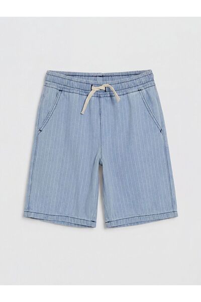 LC Waikiki Pantaloni scurți din denim pentru băieți, cu dungi și talie elasti...