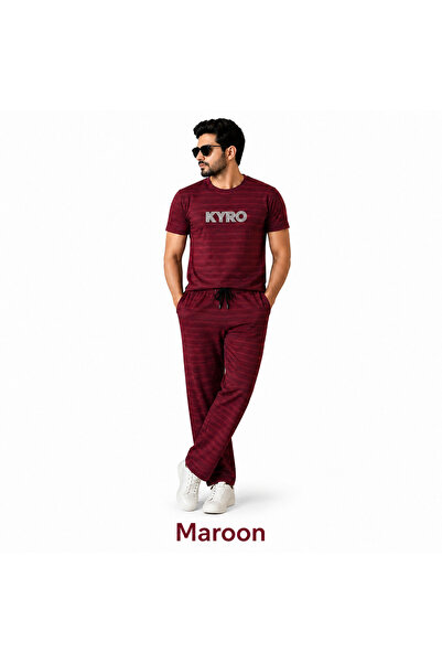 Kyro Men’s Premium-Round Neck Half Sleeve T-Shirt & Matching Lounge Pants | U...