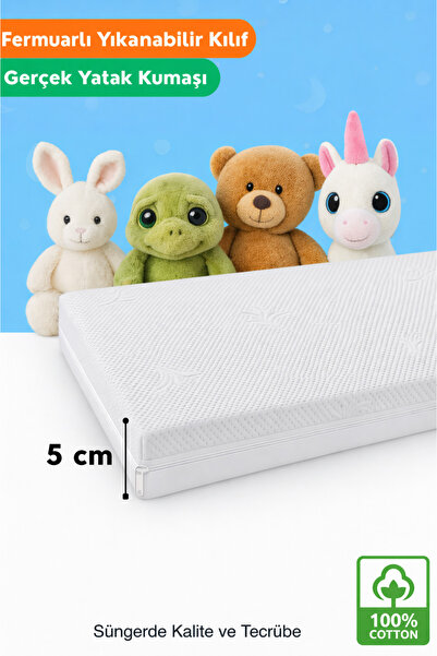 yatella %100 Organic Cotton Full Ortopedik 5 cm Kalınlık Bebek Oyun Parkı,Par...