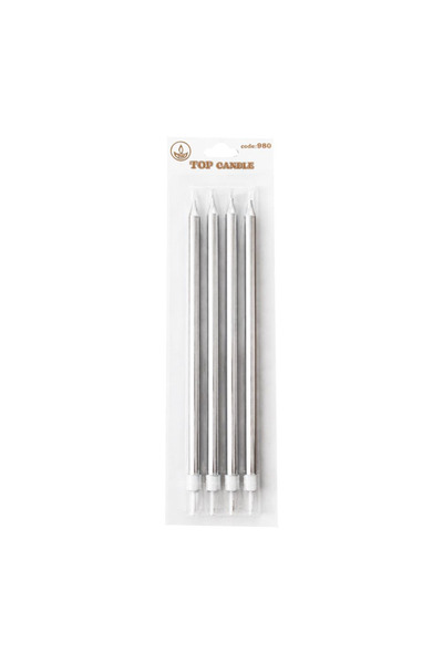 Vipfoni Metallic Birthday Candle Set 19cm 4-Piece Silver