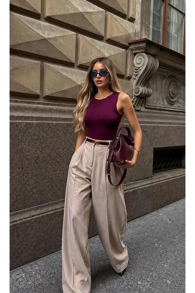 MODiSCHO Kadın Bisiklet Yaka Basic Slim Fit Likralı Kolsuz Body