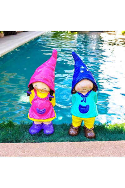 zeydudedekor Bahçe cüce heykel 2 li set büyük boy 60 cm